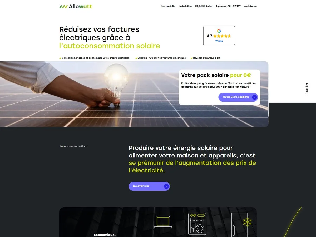 Aperçu du site Allowatt
